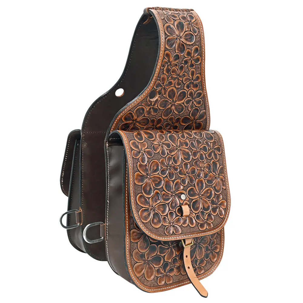 Hilason Soft Leather Horse Saddle Bag Brown | Equestrian Western Adjustable Closure 8