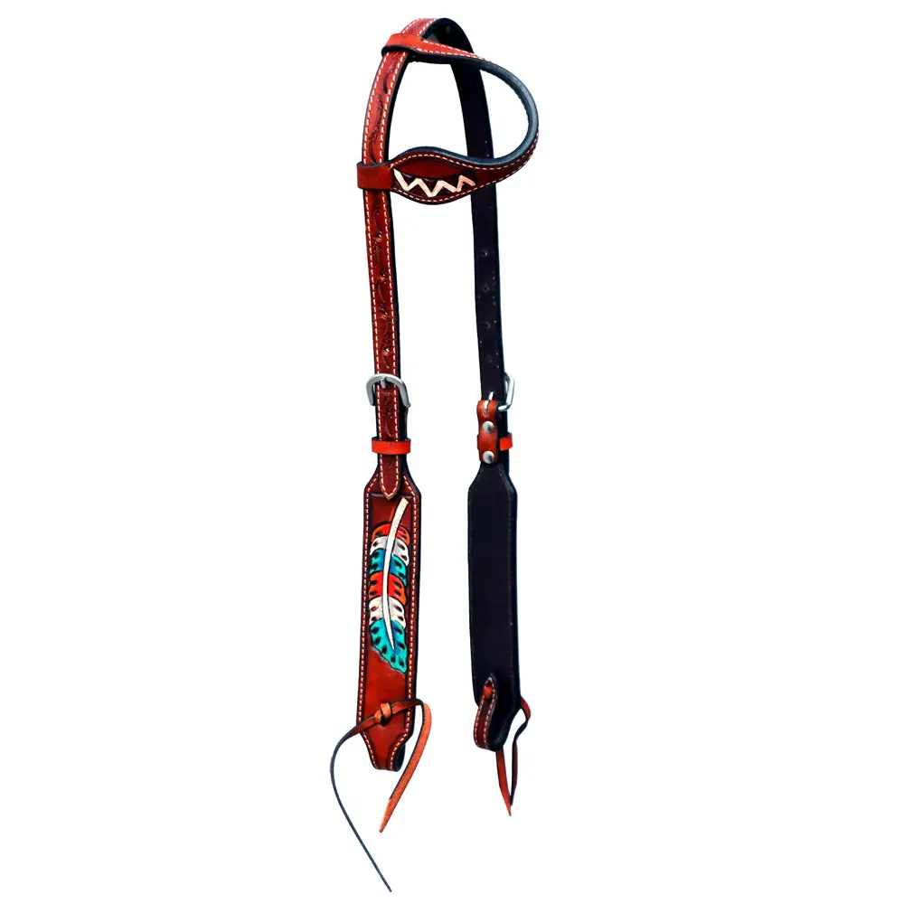 Bar H Equine American Leather Horse Saddle Tack One Ear Headstall | Breast Collar Browband Wither Strap Set Ber388 1