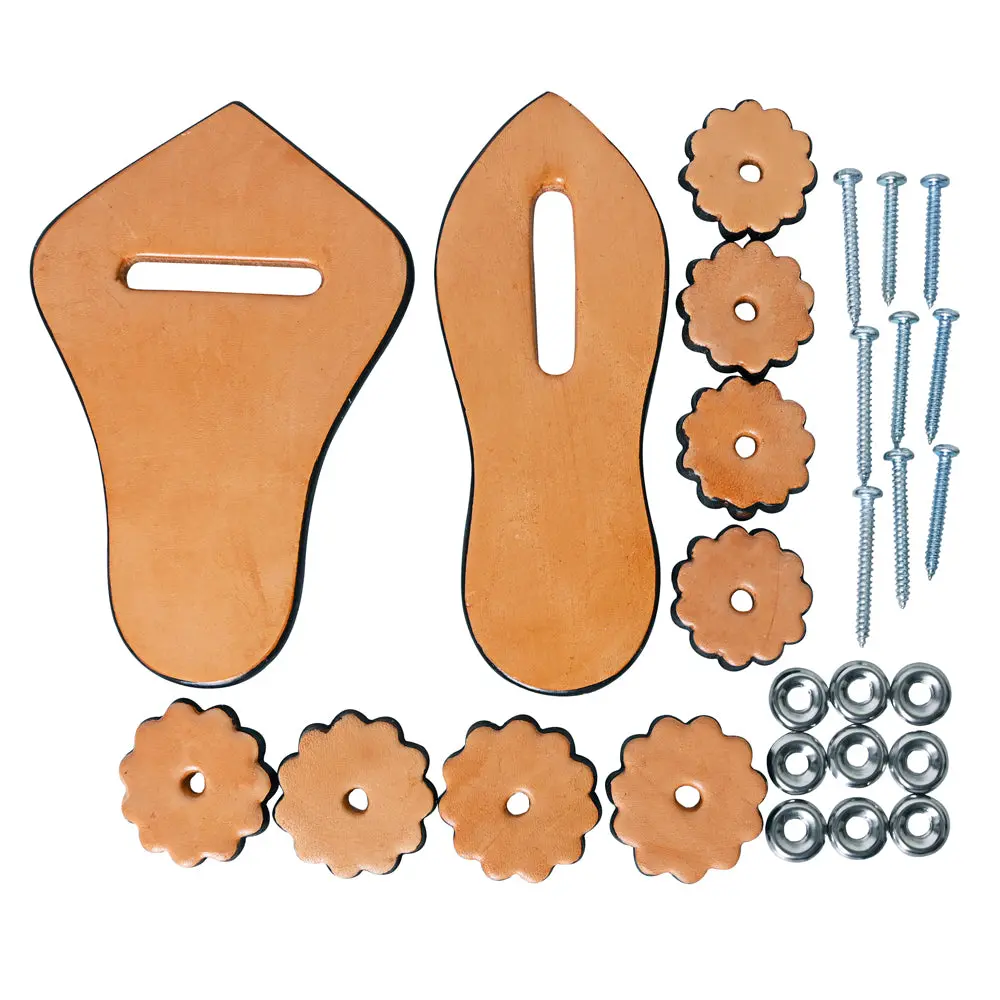 Hilason Leather Saddle Repair Set Rigging Holder And Cinch Tie Strap Tan 1
