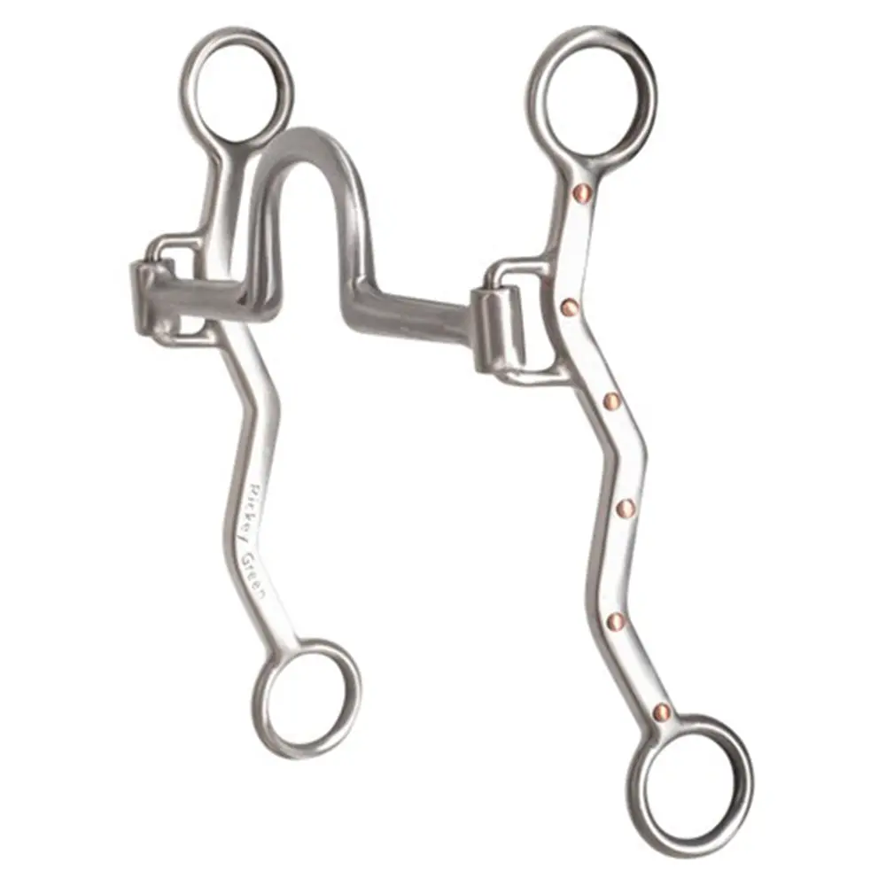7 In Classic Equine Rickey Green Shank Roping High Port Stainless Steel Bit 1