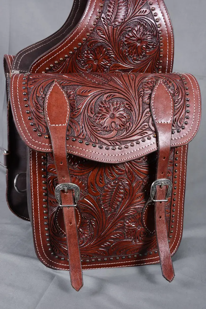 Hilason Soft Leather Horse Saddle Bag Mahogany | Equestrian Western Adjustable Closure 2