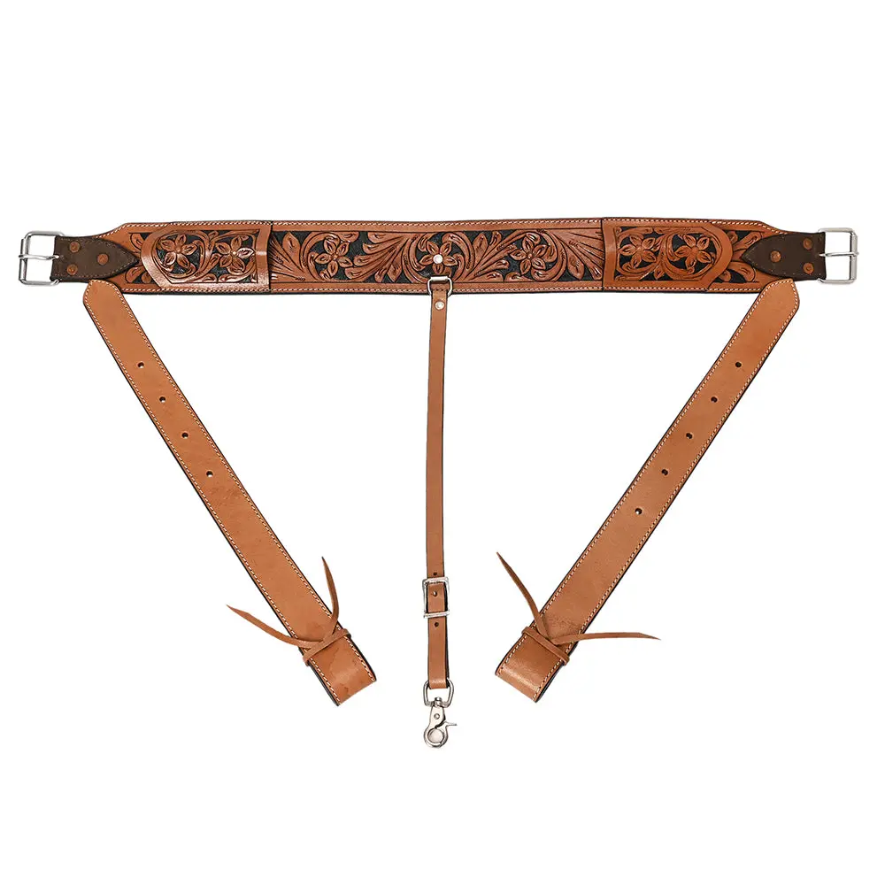 Hilason Horse Western Carved Leather Rear Flank Back Cinch Girth Saddle Billets Comfytack | Billet Strap 1