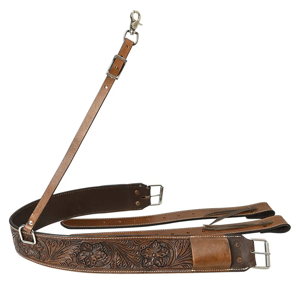 Hilason Horse Western Carved Leather Rear Flank Back Cinch Girth Saddle Billets Comfytack | Billet Strap 1