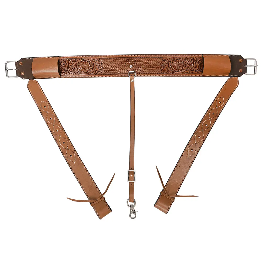 Hilason Horse Western Carved Leather Rear Flank Back Cinch Girth Saddle Billets Comfytack | Billet Strap 1