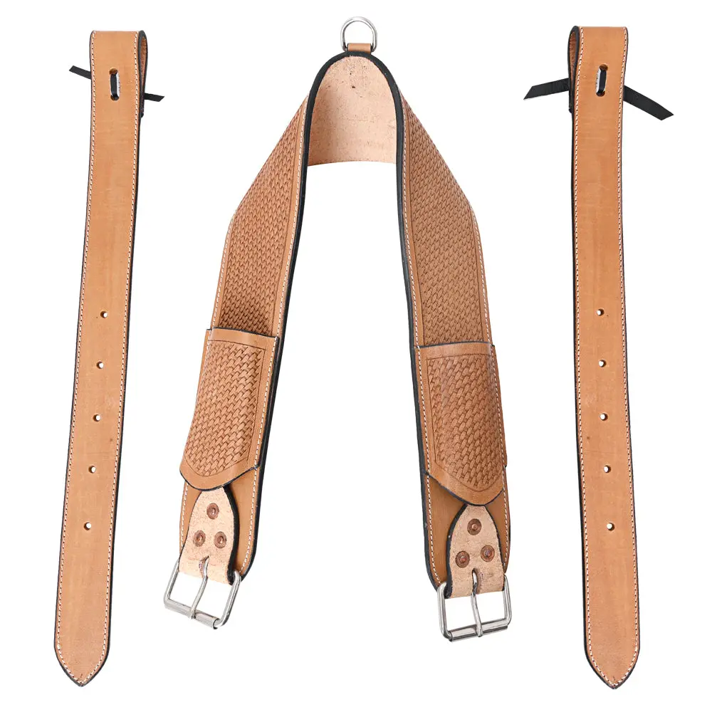 Hilason Horse Western Carved Leather Rear Flank Back Cinch Girth Saddle Billets Comfytack | Billet Strap 1