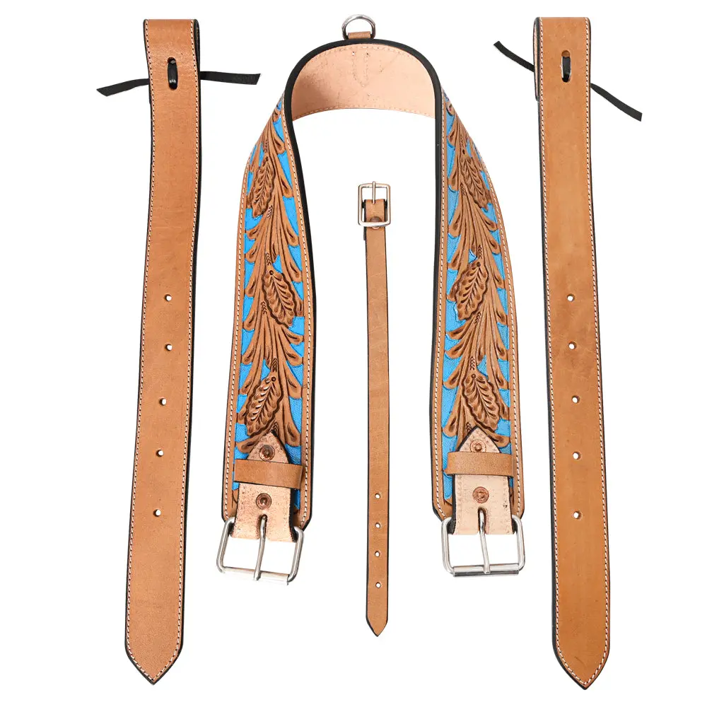 Hilason Horse Western Carved Leather Rear Flank Back Cinch Girth Saddle Billets Comfytack | Billet Strap 1