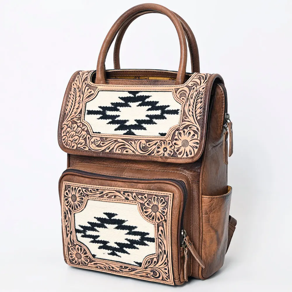 American Darling Western Leather Backpack – Genuine Crocodile Embossed And Hand-Tooled Floral Design, Adjustable Straps, And Spacious Interior 1