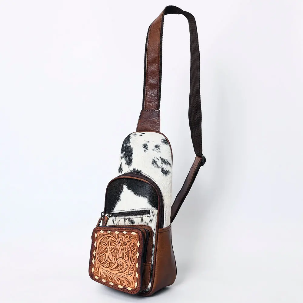 American Darling Western Crossbody Bag – Hair-On Cowhide, Genuine Leather, Hand-Tooled Floral, Adjustable Strap, Everyday Carry 2