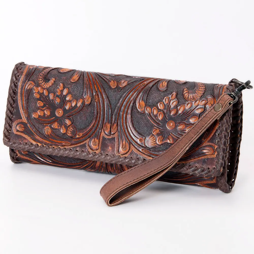 American Darling Hand-Tooled Leather Wallet Handbag – Genuine Leather, Floral Carved Design, Premium Western Women’S Clutch 1