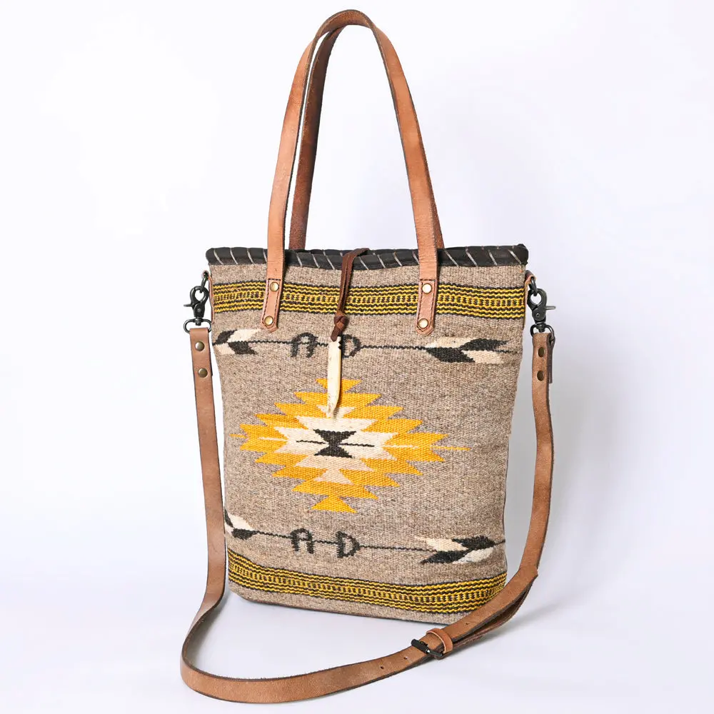American Darling Hand-Woven Saddle Blanket Tote Bag – Genuine Leather Western Carryall With Handles And Strap For Everyday Use And Travel 1