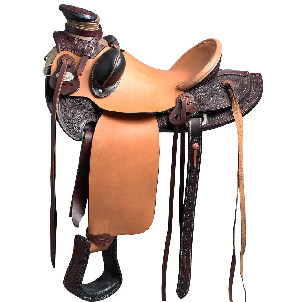 Hilason Western Horse Wade Saddle American Leather Ranch Roping Dark Brown | Hand Tooled & For Horses 1