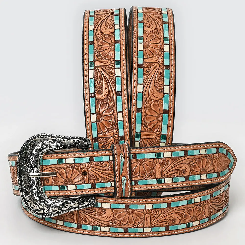 Beautifully Hand Tooled Painted Genuine American Leather Belt Men And Women 1