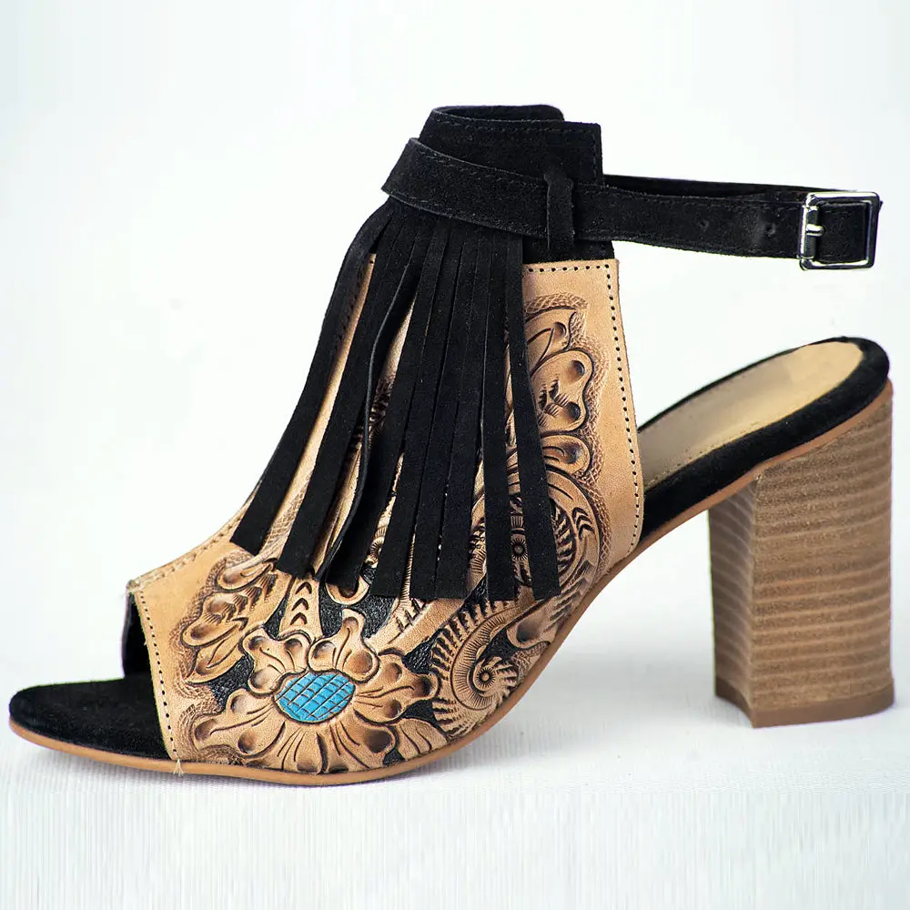 American Darling Adft101 Hand Tooled, Carved Genuine Leather Sandal Footwear Flip Flop | Tooled 1