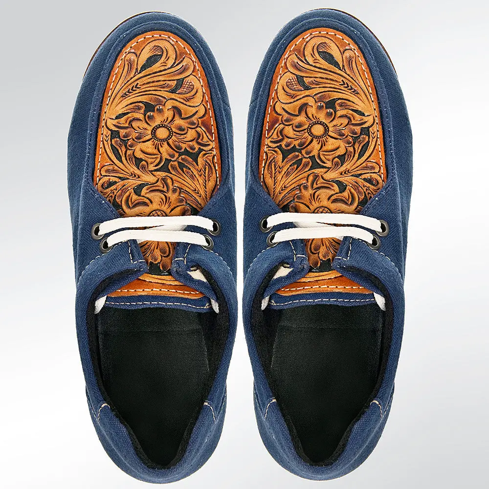 American Darling Adft118 Hand Tooled Carved Genuine Leather Trim Lightweight Shoe Footwear Slip On 1