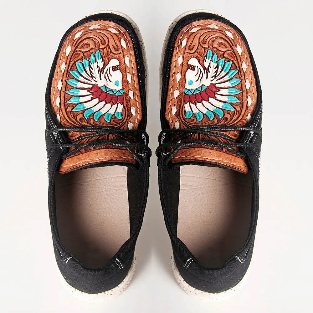American Darling Hand Tooled Carved Genuine Leather Trim Lightweight Shoe Footwear Slip On 1
