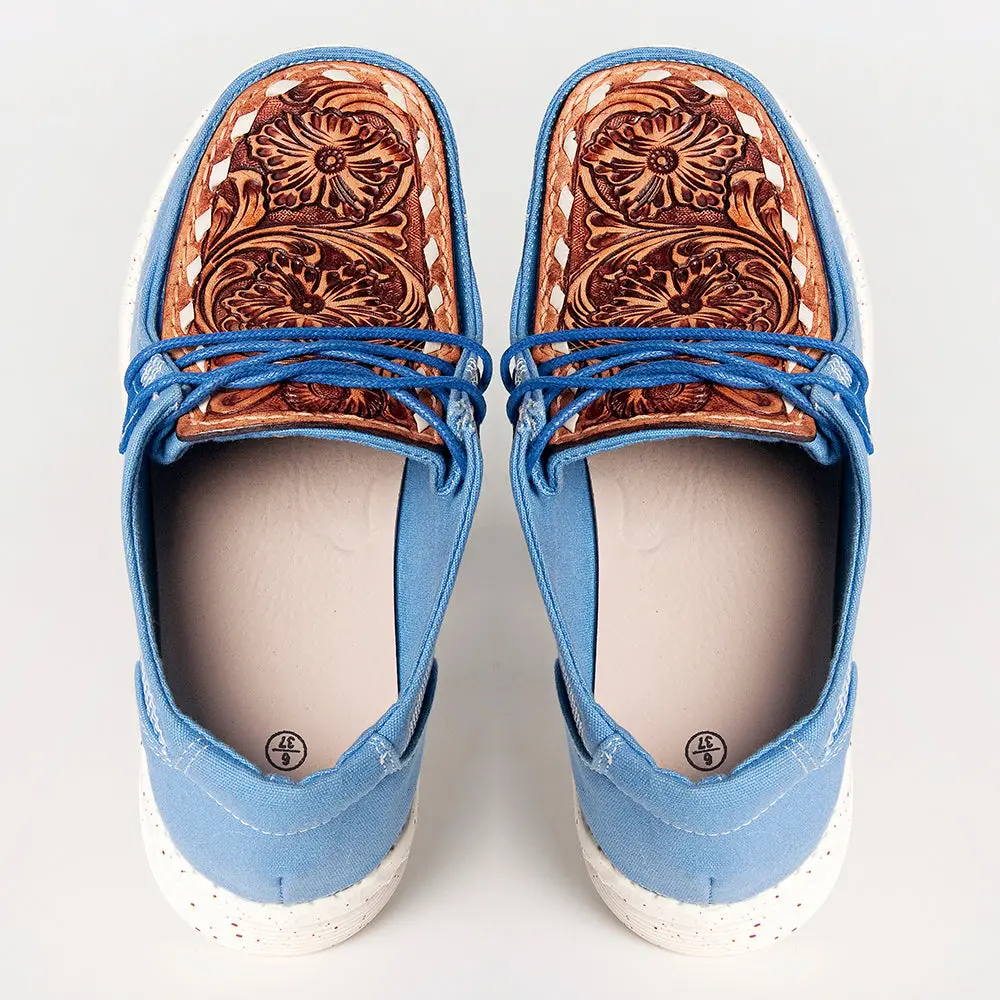 American Darling Hand Tooled, Carved Genuine Leather Trim Lightweight Shoe Footwear, Slip On| Tooled Footwear 1