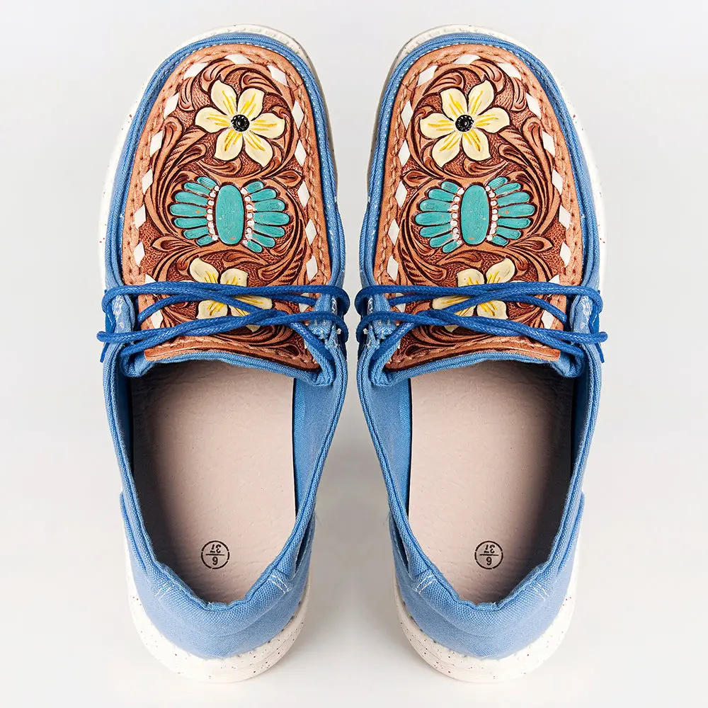 American Darling Adft133bl5 Hand Tooled, Carved Genuine Leather Trim Lightweight Shoe Footwear| Tooled Footwear 1