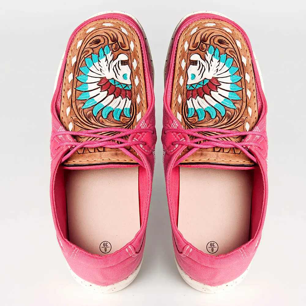 American Darling Hand Tooled, Carved Genuine Leather Trim Lightweight Shoe Footwear, Slip On| Tooled Footwear 1