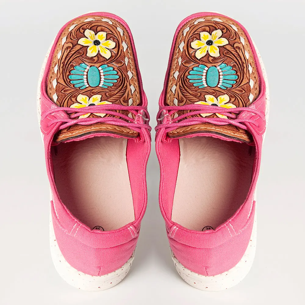 American Darling Hand Tooled, Carved Genuine Leather Trim Lightweight Shoe Footwear, Slip On| Tooled Footwear 1