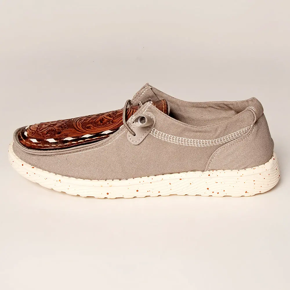 American Darling Hand Tooled, Carved Genuine Leather Trim Lightweight Shoe Footwear, Slip On| Tooled Footwear 2