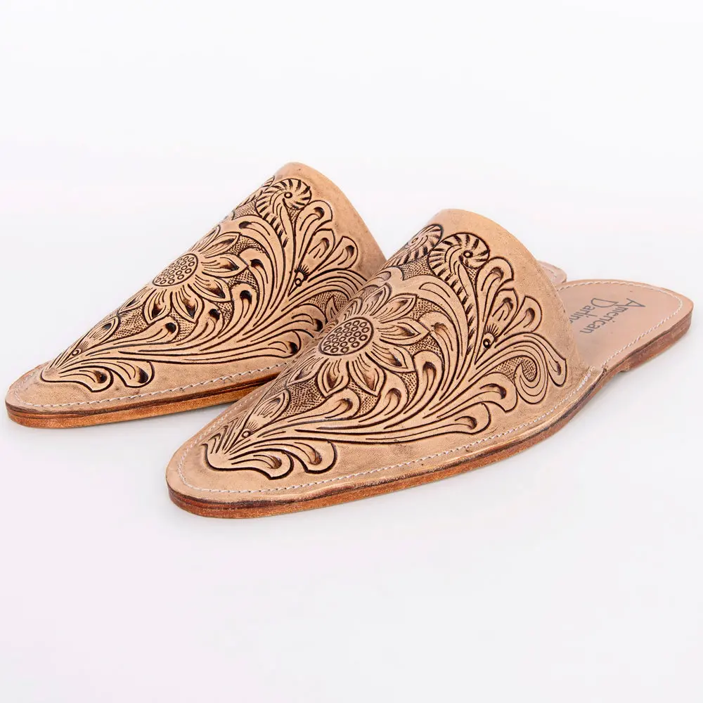 American Darling Floral Hand Curved Genuine Western Leather Riding Ankle Boot | Shoe Footwear 3