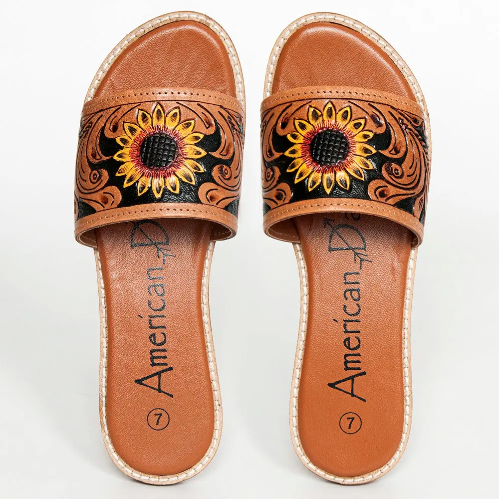 American Darling Hand Tooled, Carved Genuine Leather Sandal Footwear Flip Flop | Tooled 1