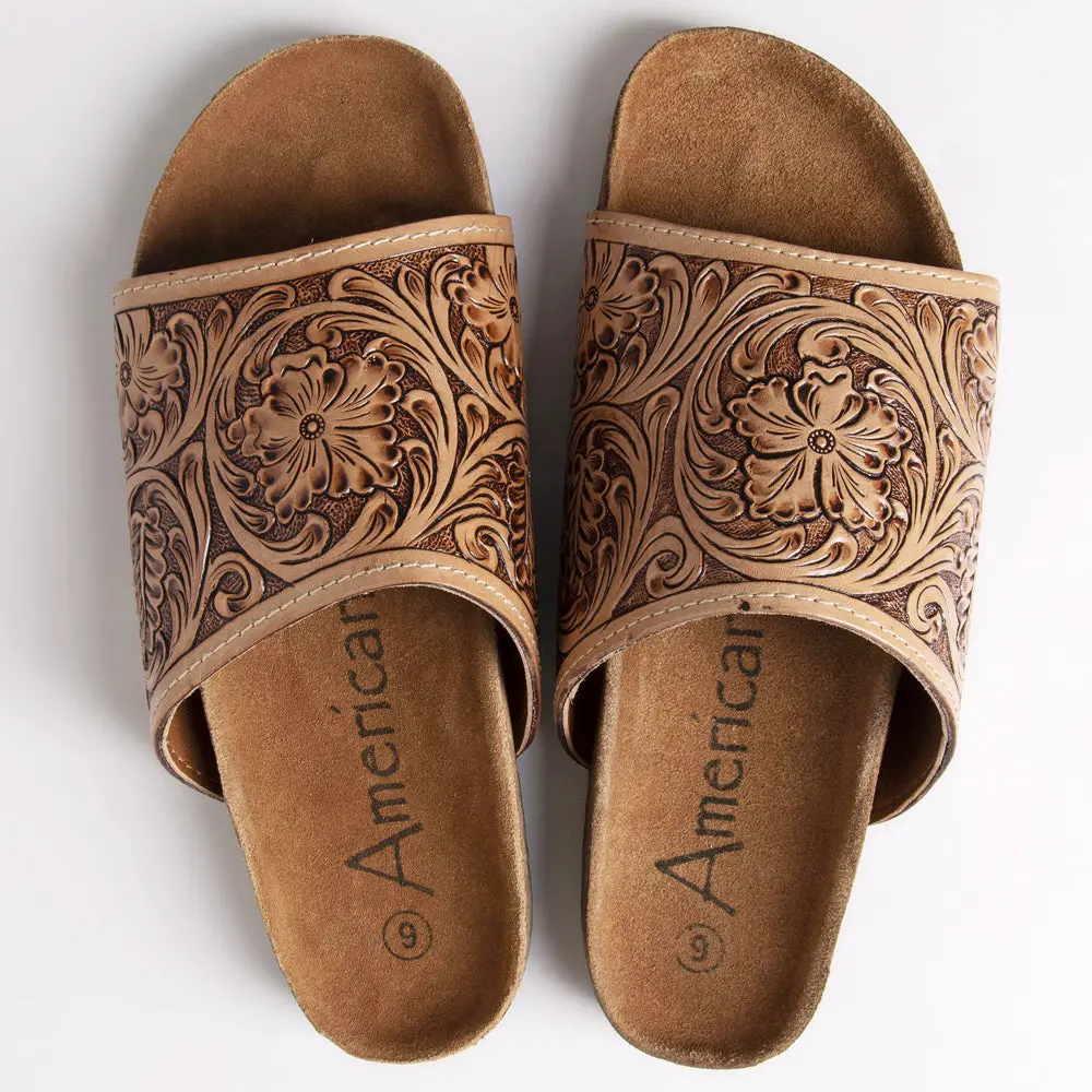 American Darling Hand Tooled, Carved Genuine Leather Sandal Footwear Flip Flop | Tooled 2