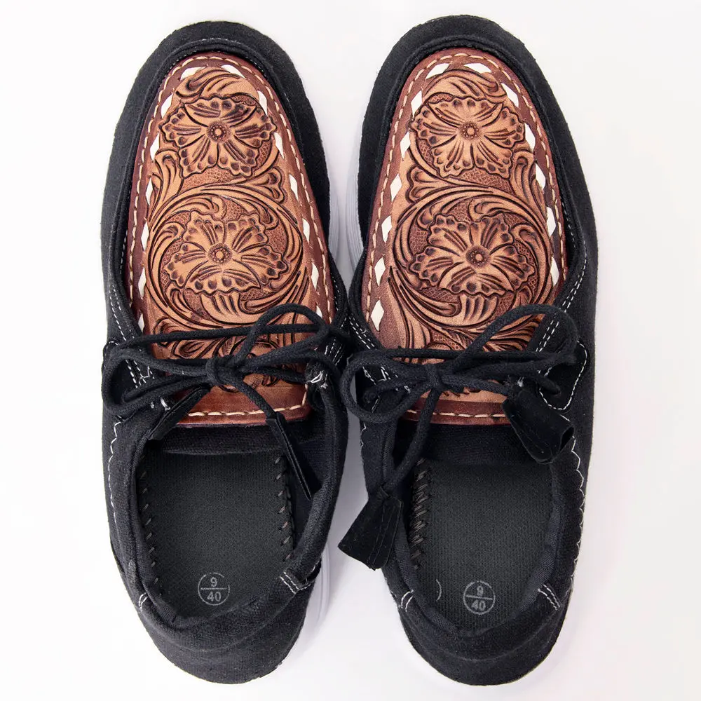 American Darling Hand Tooled, Carved Genuine Leather Trim Lightweight Shoe Footwear, Slip On| Tooled Footwear 1