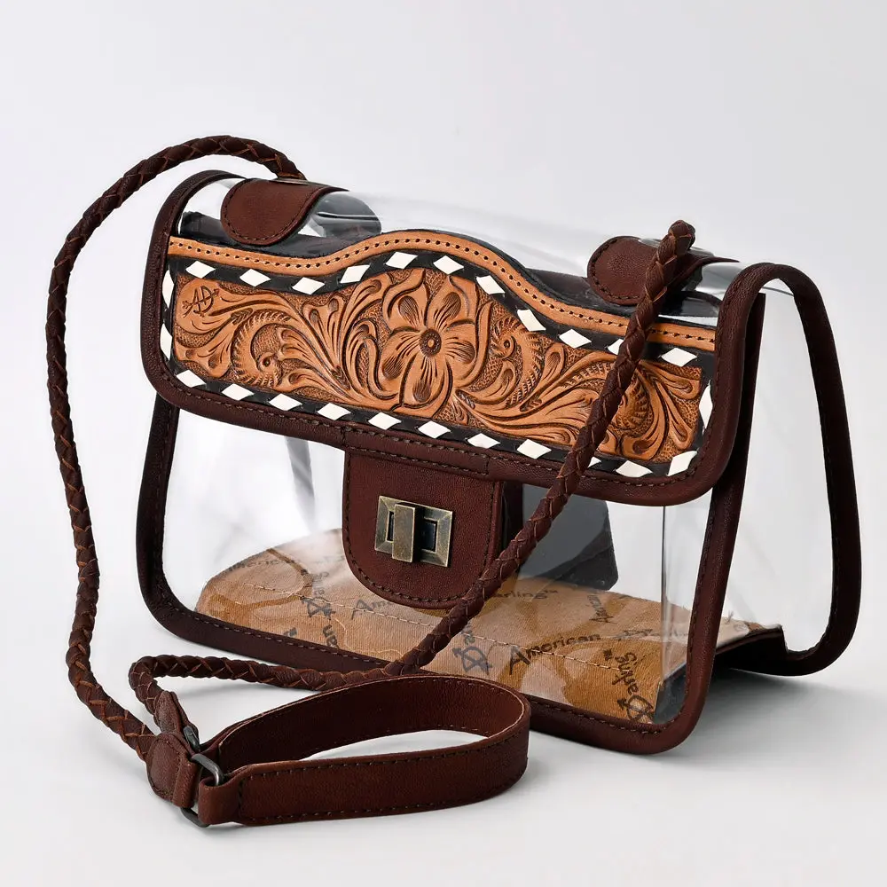 American Darling Clear Stadium Bag For Women | Hand Tooled Genuine Leather Crossbody Purse | Western Style For Concerts & Rodeos 1