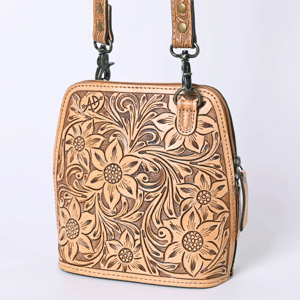 American Darling Western Leather Crossbody Bag Hand Tooled Floral Carved Purse With Adjustable Strap 8
