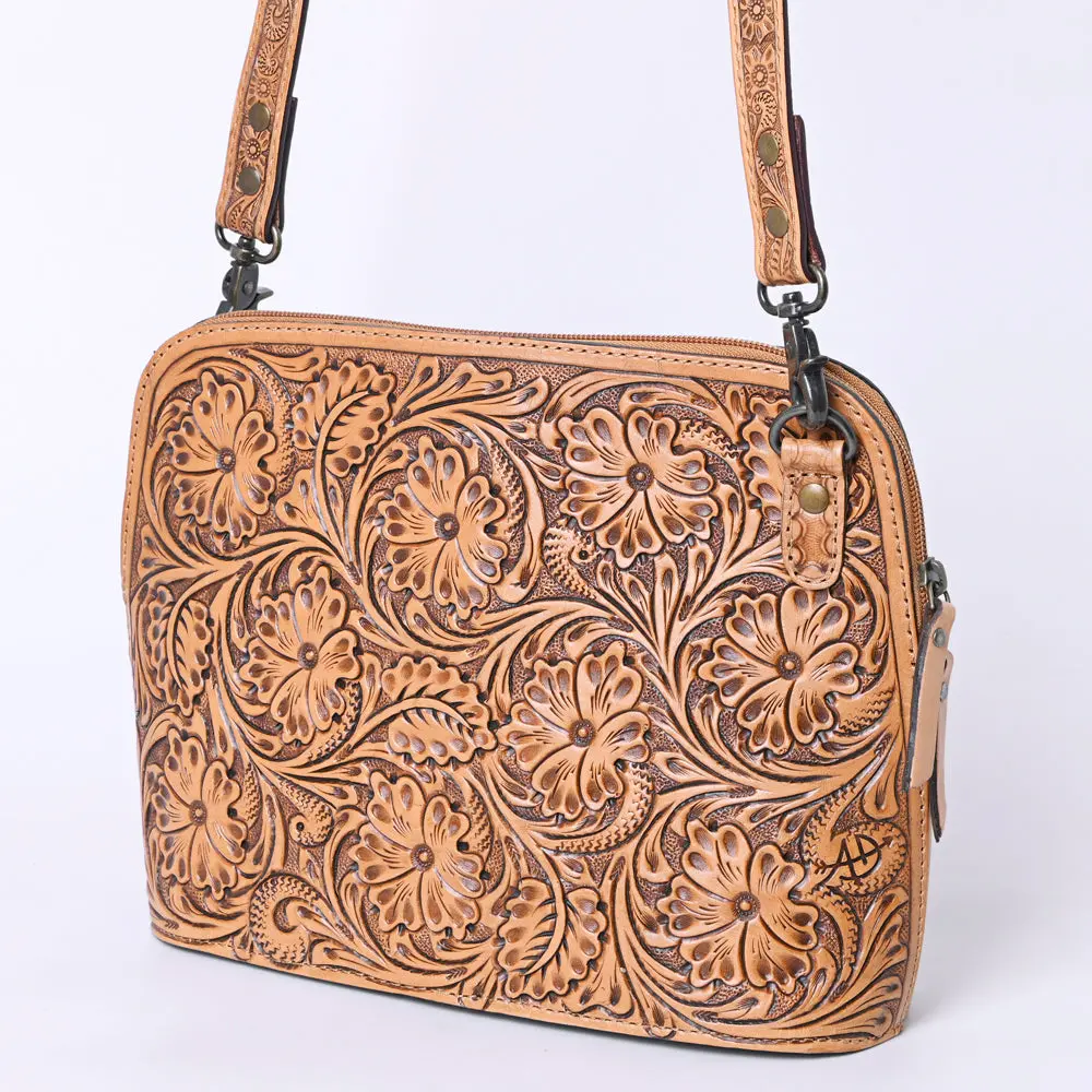 American Darling Western Crossbody Bag For Women Hand Tooled Floral Leather Purse With Adjustable Strap 9