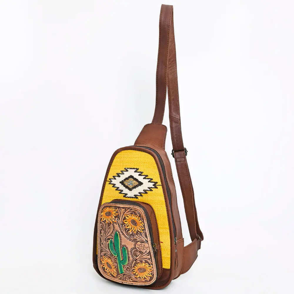 American Darling Sling Hand Tooled Hair-On Genuine Leather Western Women Bag |Sling | For 1