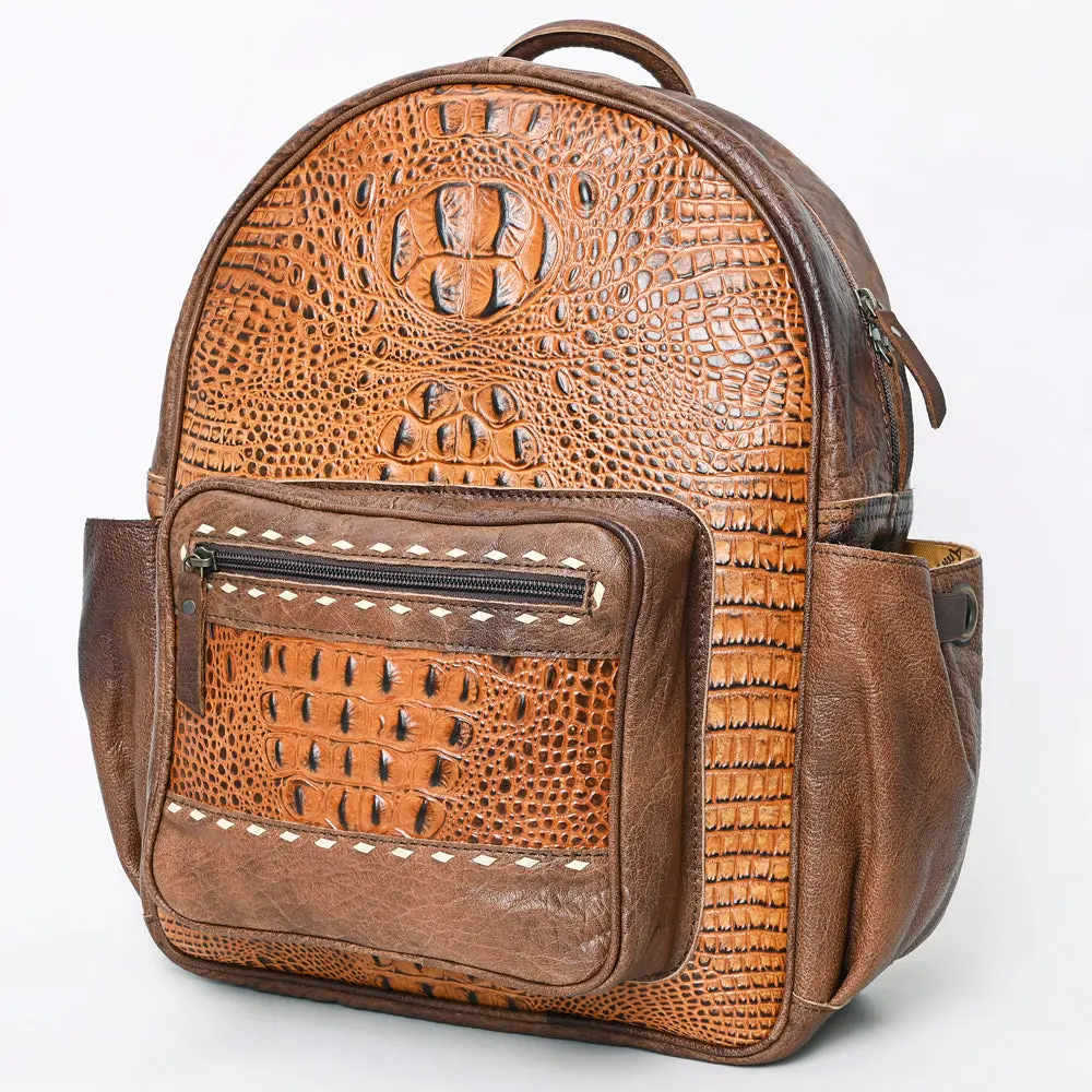 American Darling Western Backpack Purse Handcrafted From Crocodile Embossed Genuine Leather | Buckstitch Detail & Multi-Pocket Design 1