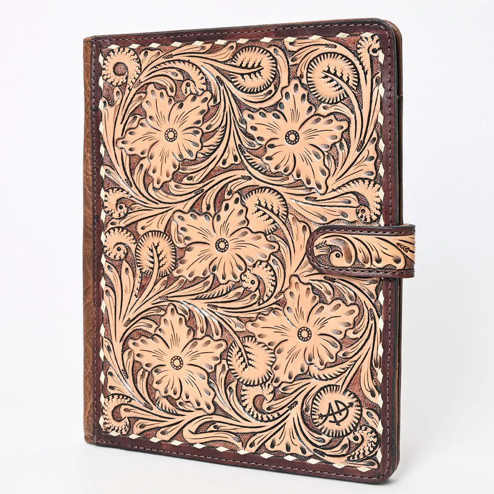 American Darling Western Tablet Sleeve Handcrafted From Hand Tooled Genuine Leather | Floral Carved Portfolio Case With Snap Closure 1