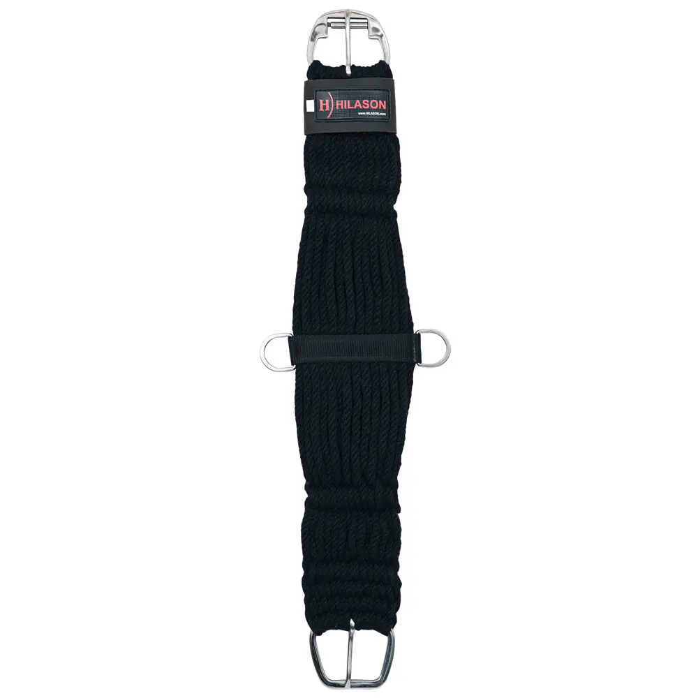 Hilason Horse Western 27 Strand Double Weave Black Roper Cinch | Girth Strap For Horses Back Saddle 1