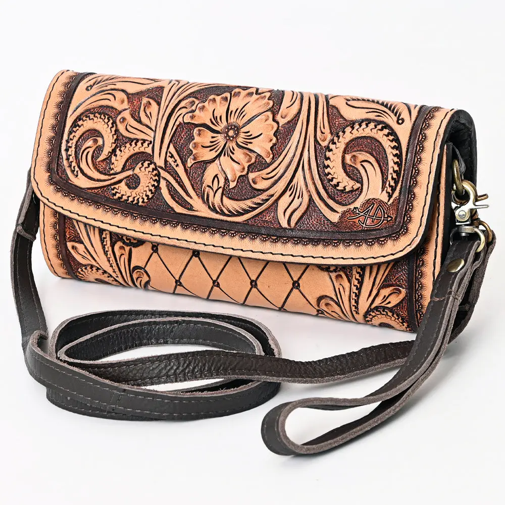 American Darling Hand Tooled Floral Carved Genuine Leather Small Cross Body Bag Vegetable-Tanned Eco-Friendly Western 1
