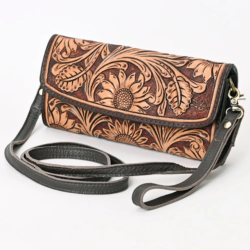 American Darling Hand Tooled Floral Carved Genuine Leather Small Cross Body Bag Vegetable-Tanned Eco-Friendly Western Everyday 1