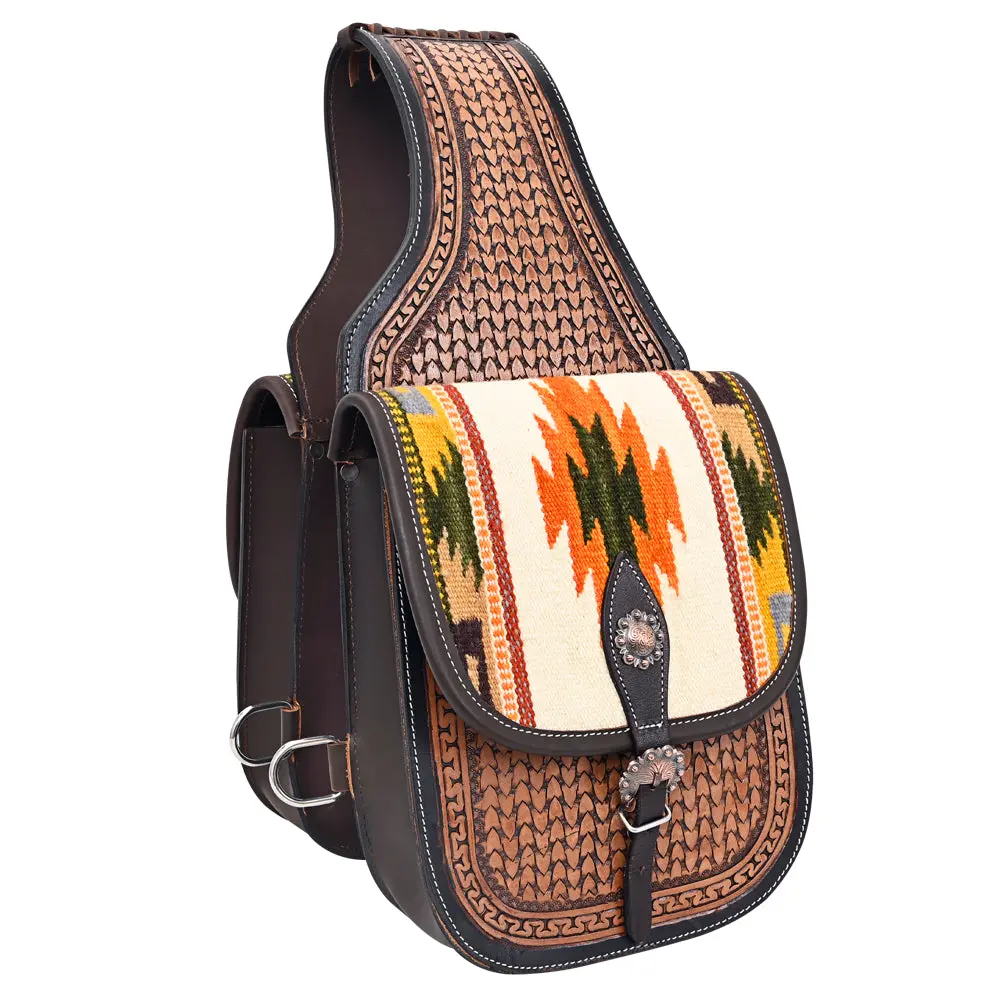 Hilason Soft Leather Horse Saddle Bag Brown | Equestrian Western Adjustable Closure 12