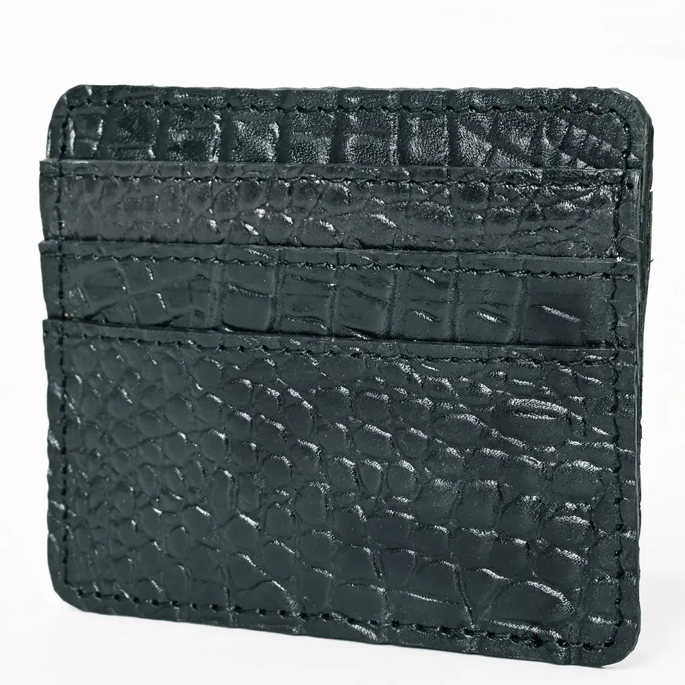 American Darling Card Holder Crocodile Embossed Genuine Leather | Business Credit Sports Slim Debit 1