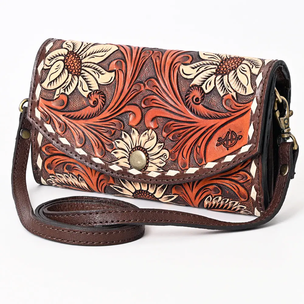 American Darling Buck Stitched Hand Tooled Floral Carved Genuine Leather Small Cross Body Bag Vegetable-Tanned Eco-Friendly 1