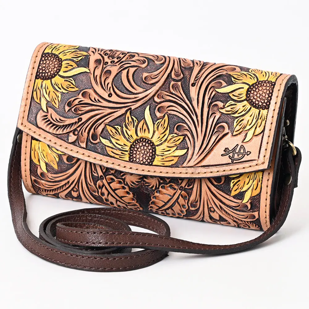 American Darling Hand Tooled Floral Carved Genuine Leather Small Cross Body Bag Vegetable-Tanned Eco-Friendly Western Everyday 1