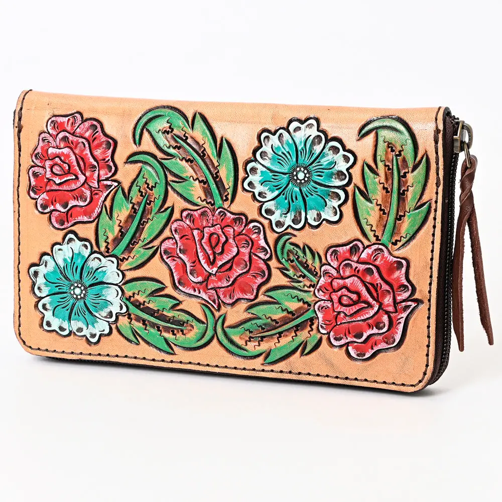 American Darling Hand Tooled Floral Carved Genuine Leather Organizer Bag Vegetable-Tanned Eco-Friendly Western Everyday 1