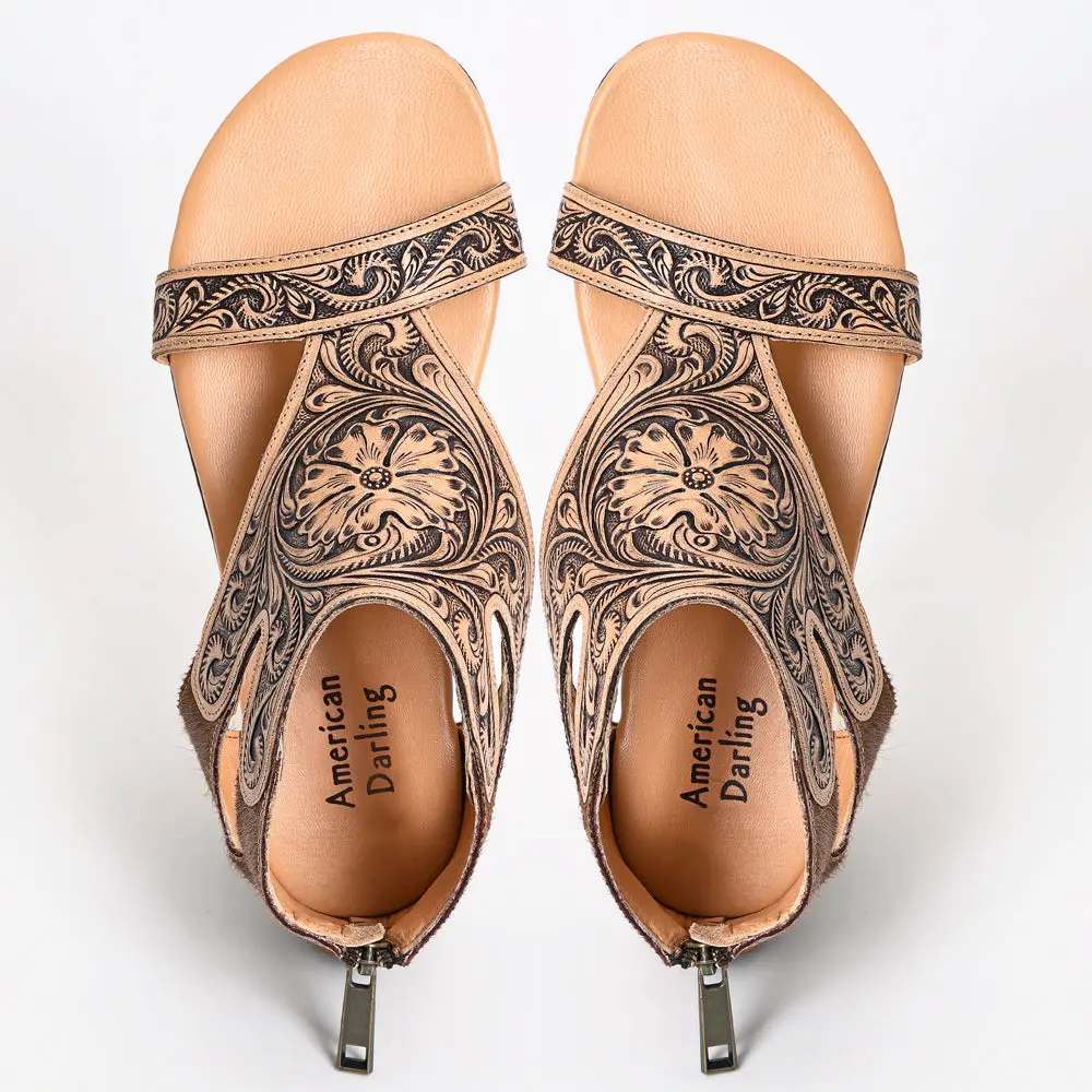 American Darling Hand Tooled, Carved Genuine Leather Sandal Footwear Flip Flop | Tooled 1
