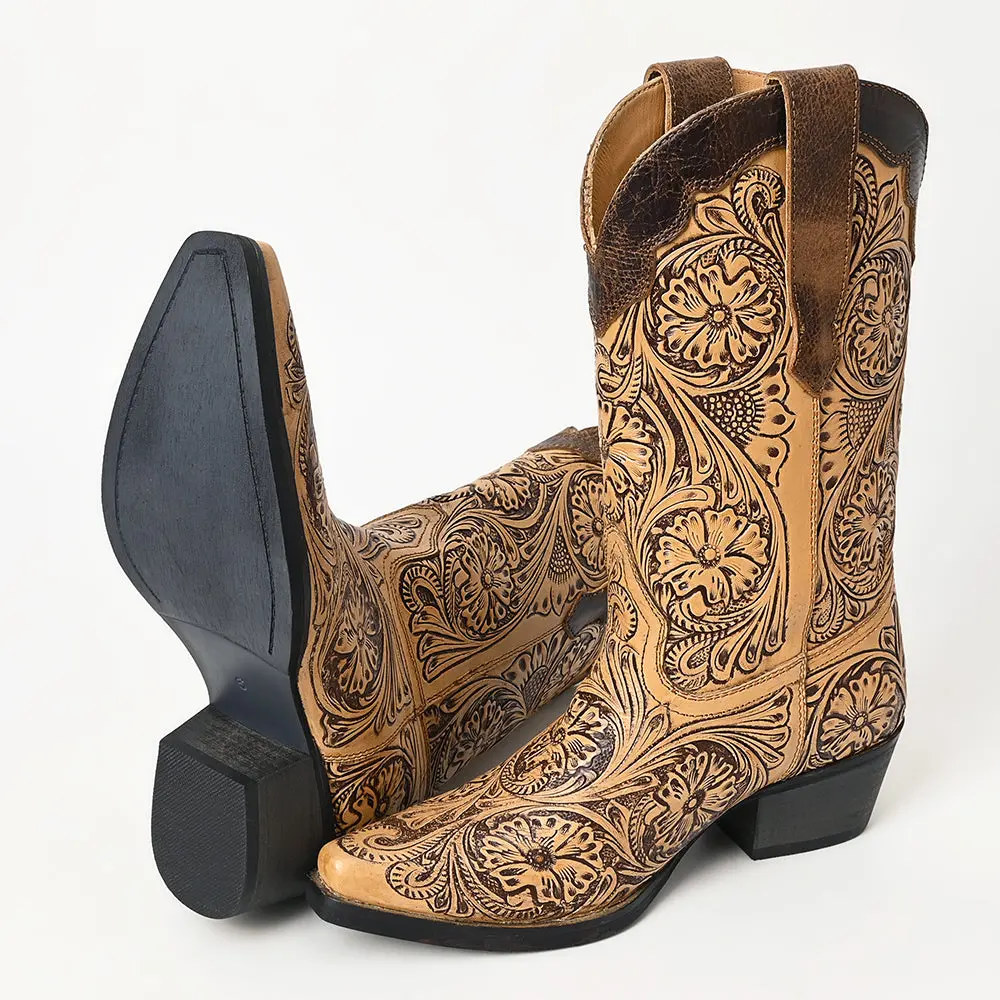 American Darling Floral Hand Curved Genuine Western Leather Long Boot 5