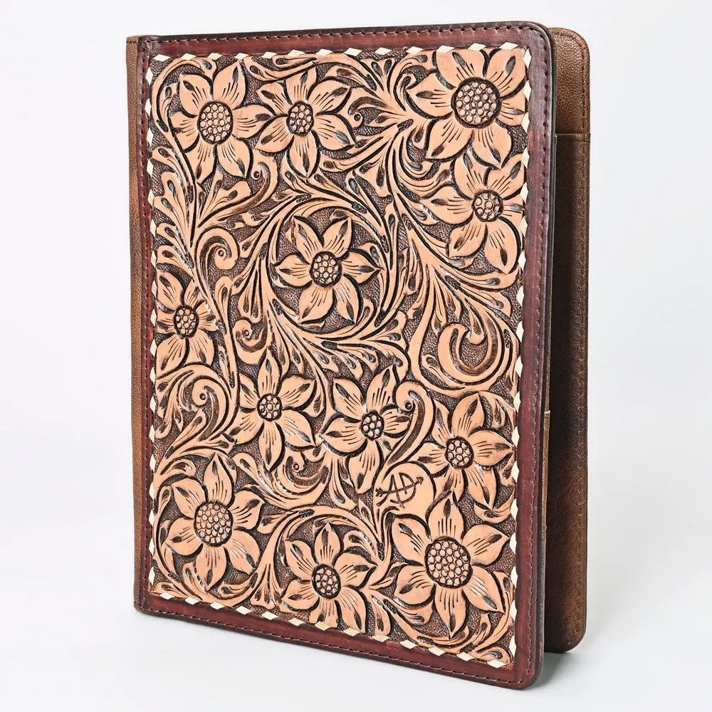 American Darling Western Tablet Sleeve Handcrafted From Hand Tooled Genuine Leather | Floral Carved Portfolio Case For Documents & Tech 1
