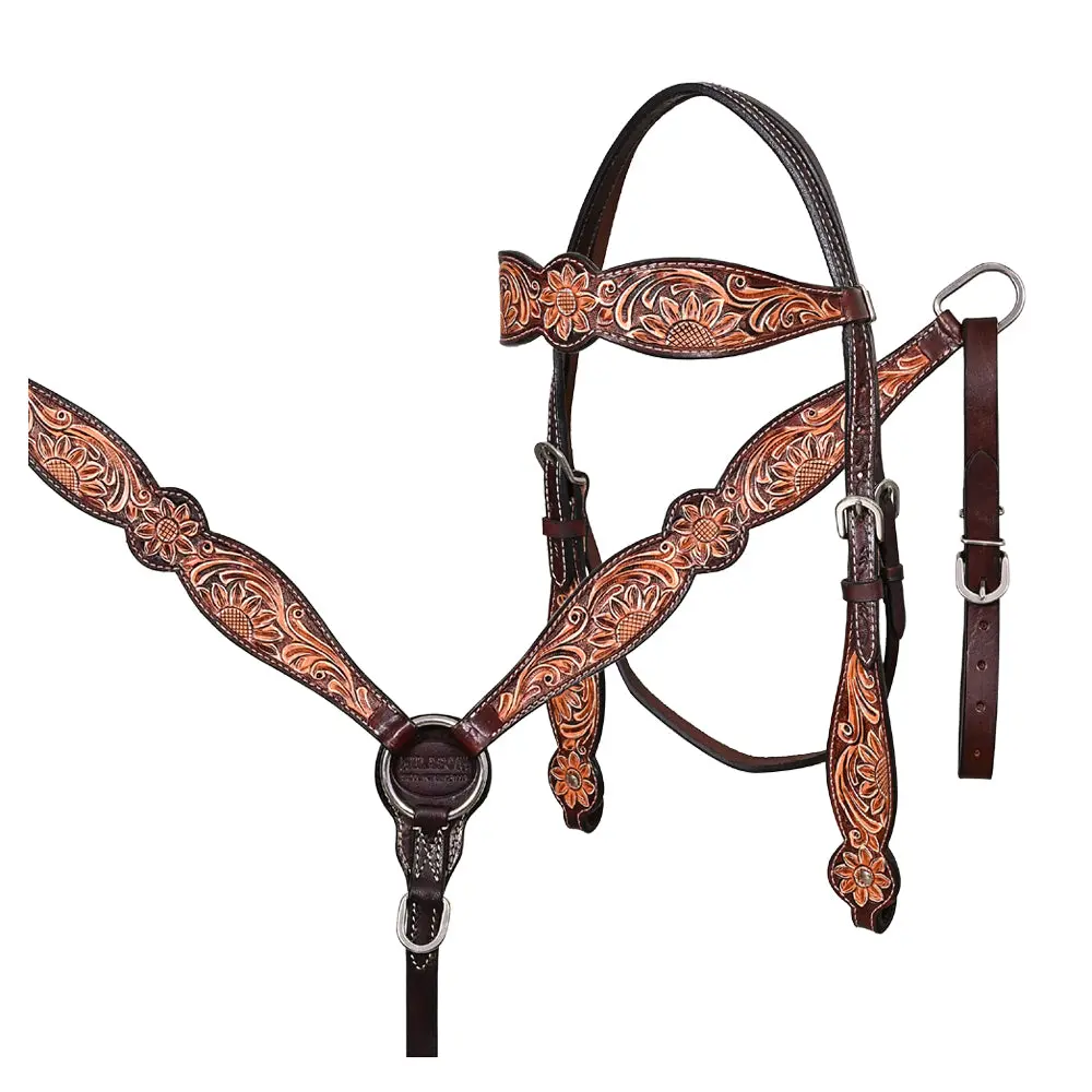 Hilason Western Horse Headstall Breast Collar Tack American Leather 1