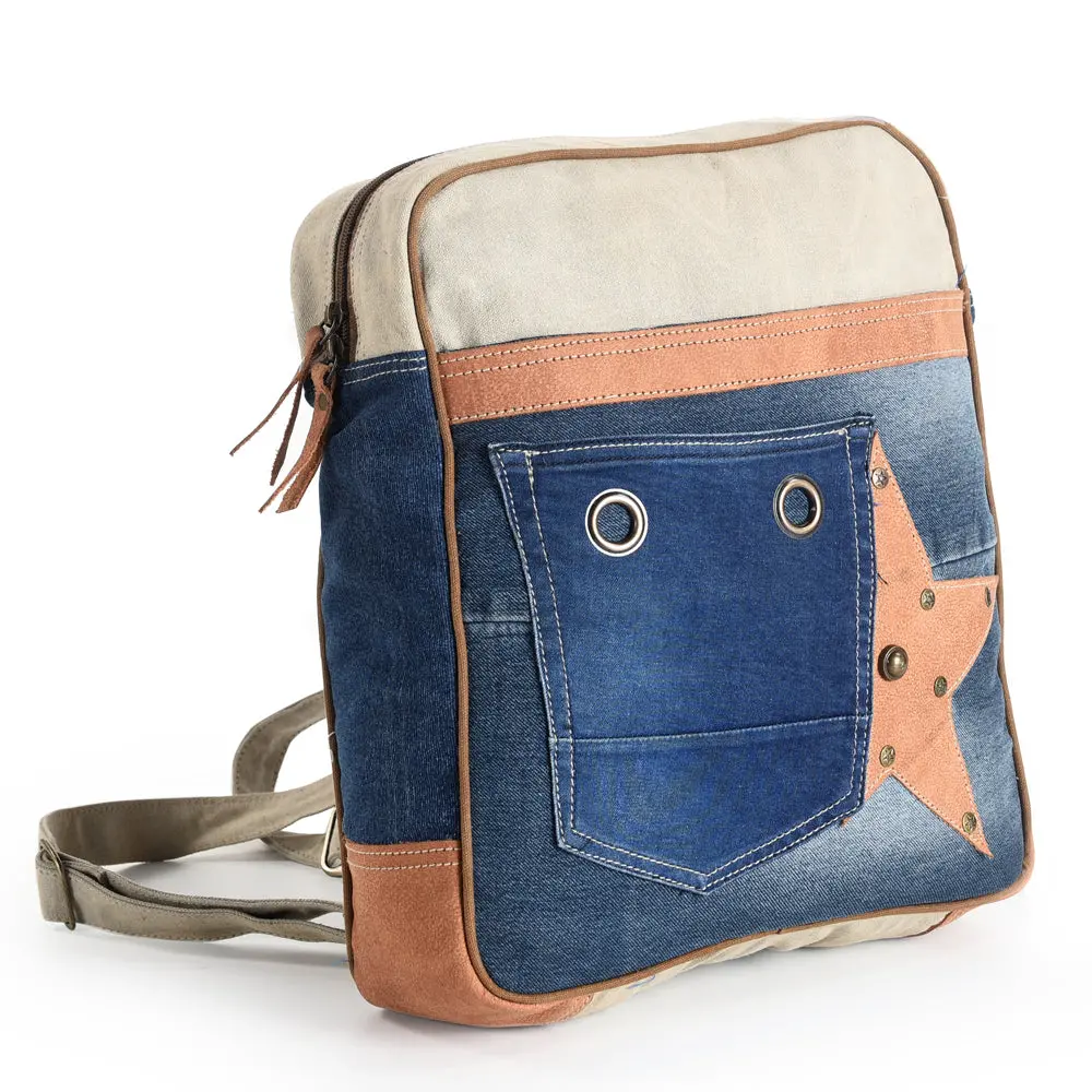 Ohlay Backpack Upcycled Canvas Genuine Leather Women Bag Western Handbag Purse | Womens Handbags Belt For Purses Summer 1