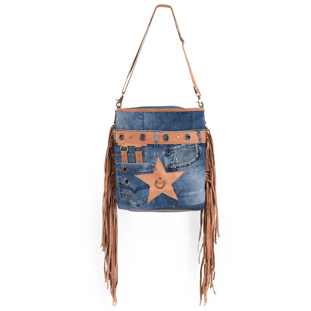 Ohlay Large Crossbody 100% Cotton Demin Genuine Leather Women Bag Western Handbag Purse | Womens Handbags Belt For Summer 1