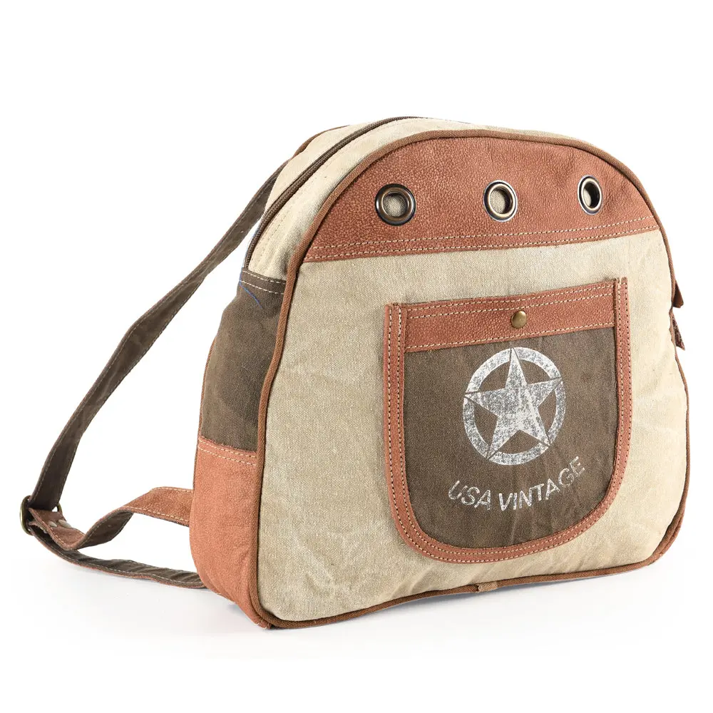 Ohlay Backpack Upcycled Canvas Genuine Leather Women Bag Western Handbag Purse | Womens Handbags Belt For Purses Summer 1