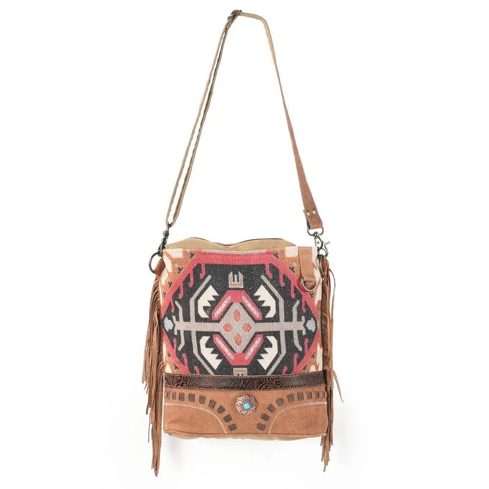 Ohlay Large Crossbody Upcycled Wool Canvas Embossed Genuine Leather Women Bag Western Handbag Purse Womens Handbags Belt For Summer 1